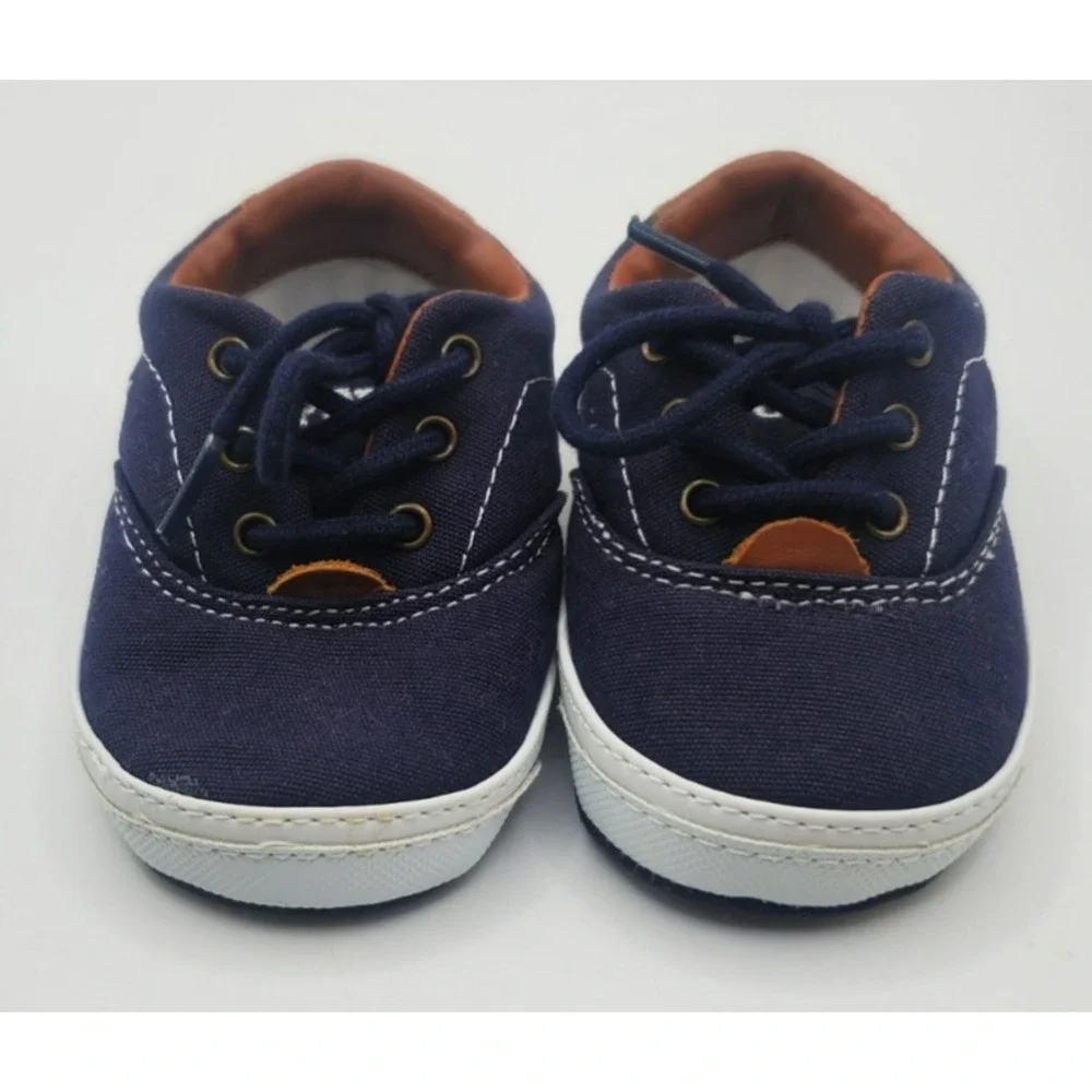 Ralph Lauren Baby Shoes Size 2 Navy Canvas‎ Vaughn 25804 New